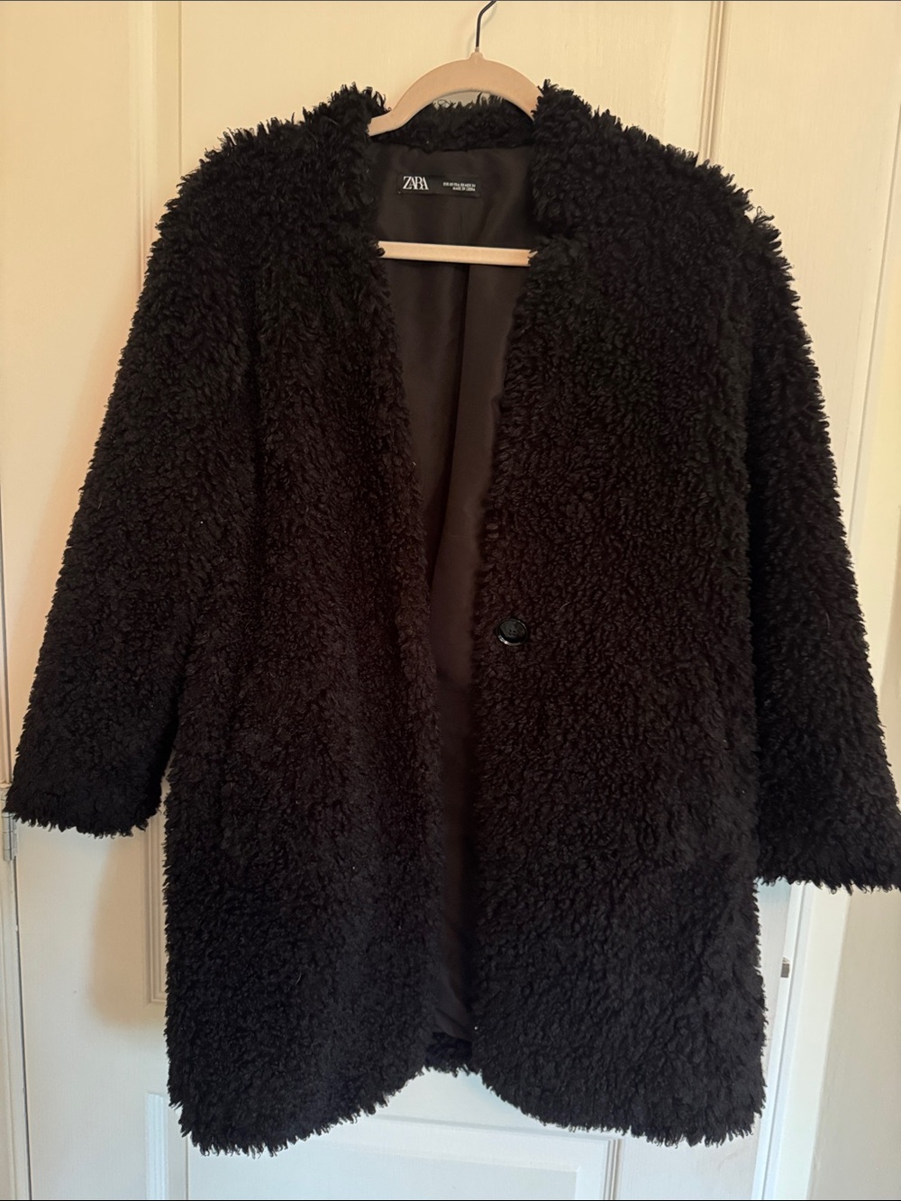 Zara Black Teddy Jacket - Plush Faux Shearling Coat